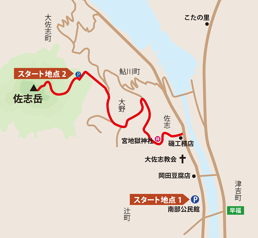 佐志岳へのアクセスマップ
